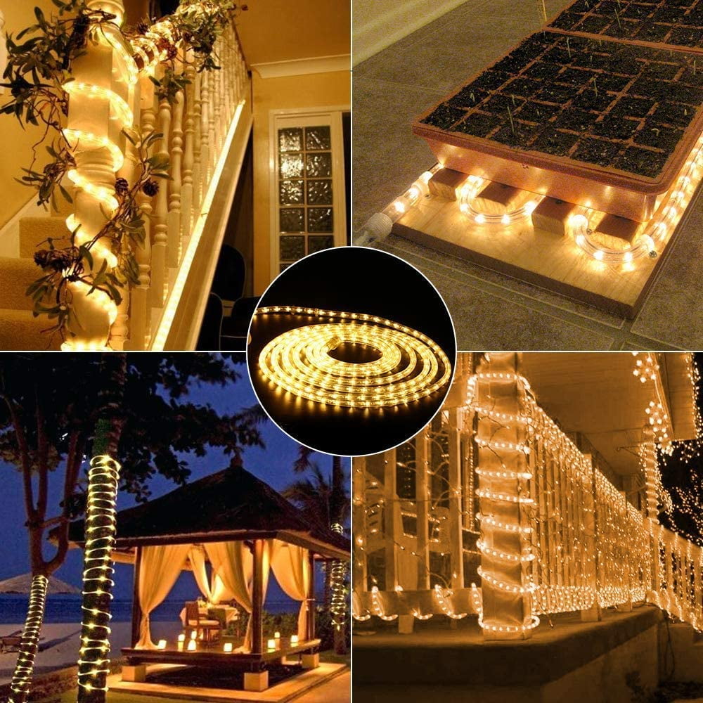 Christmas Tree Lights 23ft 50 LED Battery Operated Rope String Lights with 8 Modes Remote for Xmas Patio Home Garden Decorations, Blue