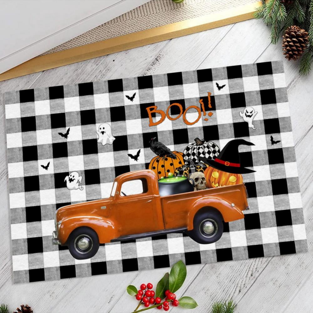 Halloween Door Mat Outdoor Trick or Treat Doormat Non Slip Funny Rug Pumpkin Holiday Decorative Entrance Mat for Halloween Indoor Outdoor Decoration, 15.7x23.6"