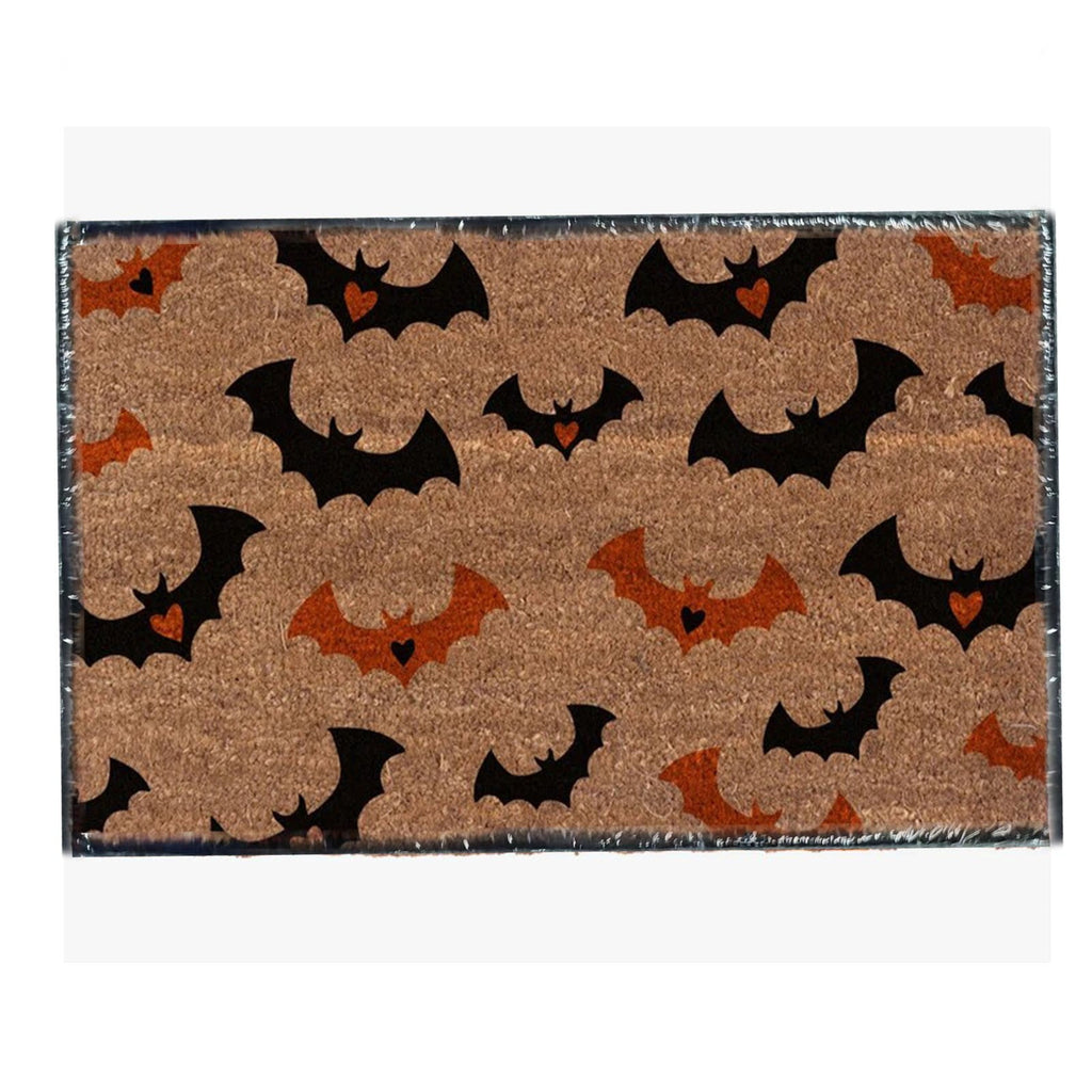 Halloween Doormat Vintage Retro Style Mat 23.6x15.7in Secure-Grip Absorbent Coir Look Entryway Rug for Front Porch Indoor Outdoor Decor by OVFUIZ