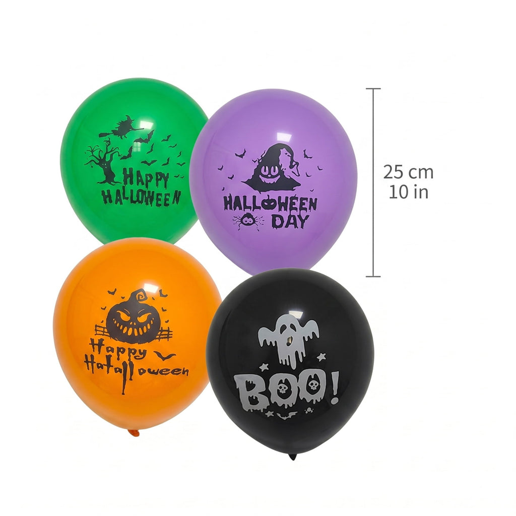 Halloween Balloons, Random Assorted Color Spooky Print, 100 Count Latex Decorations, for Halloween Party Indoor Outdoor Home Haunted House Trick or Treat Event Themed Celebration Decor Use