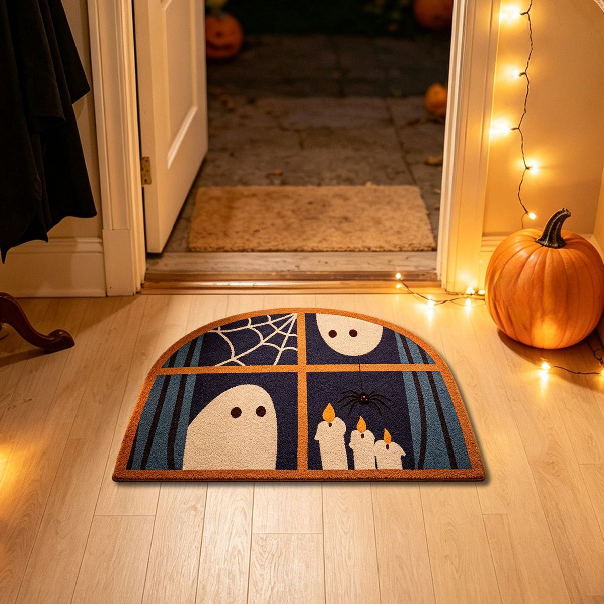 Yhmxh Halloween Bathroom Rugs, Halloween Pumpkin Bath Mats, Farmhouse Halloween Rugs for Bathroom Decorations for The Home, Holiday Cute Pumpkin Decor Non-Slip 15.7x23.6 Inches