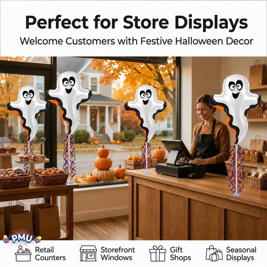 PMU Halloween Pre-Inflated Balloons "Whimsical Pumpkin" 9 Inch Air-Filled Pre-inflated with a Cup and a Stick (1/Pkg) Pkg/1
