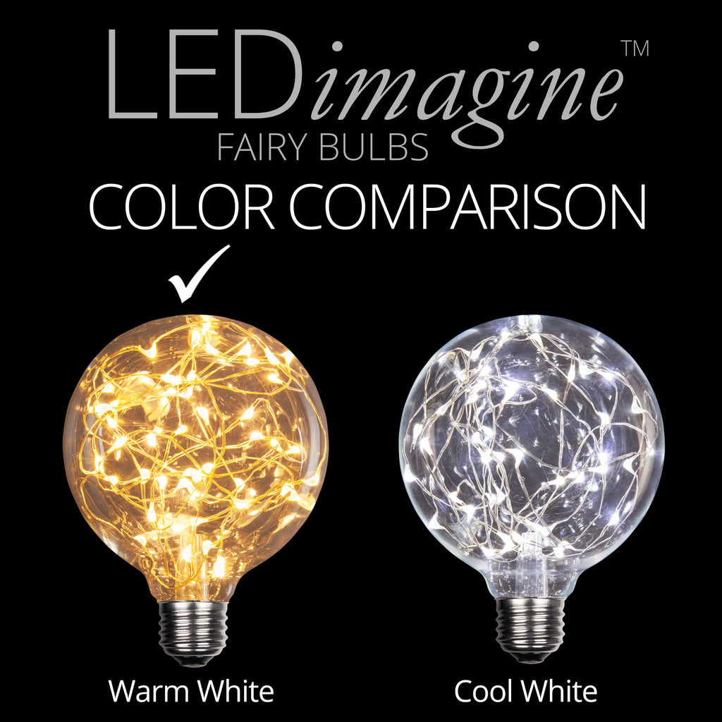 LEDimagine G80 Fairy Light Bulb, 50 Multicolor Color Changing LED Diodes Inside, Clear Glass Finish, E26 Base