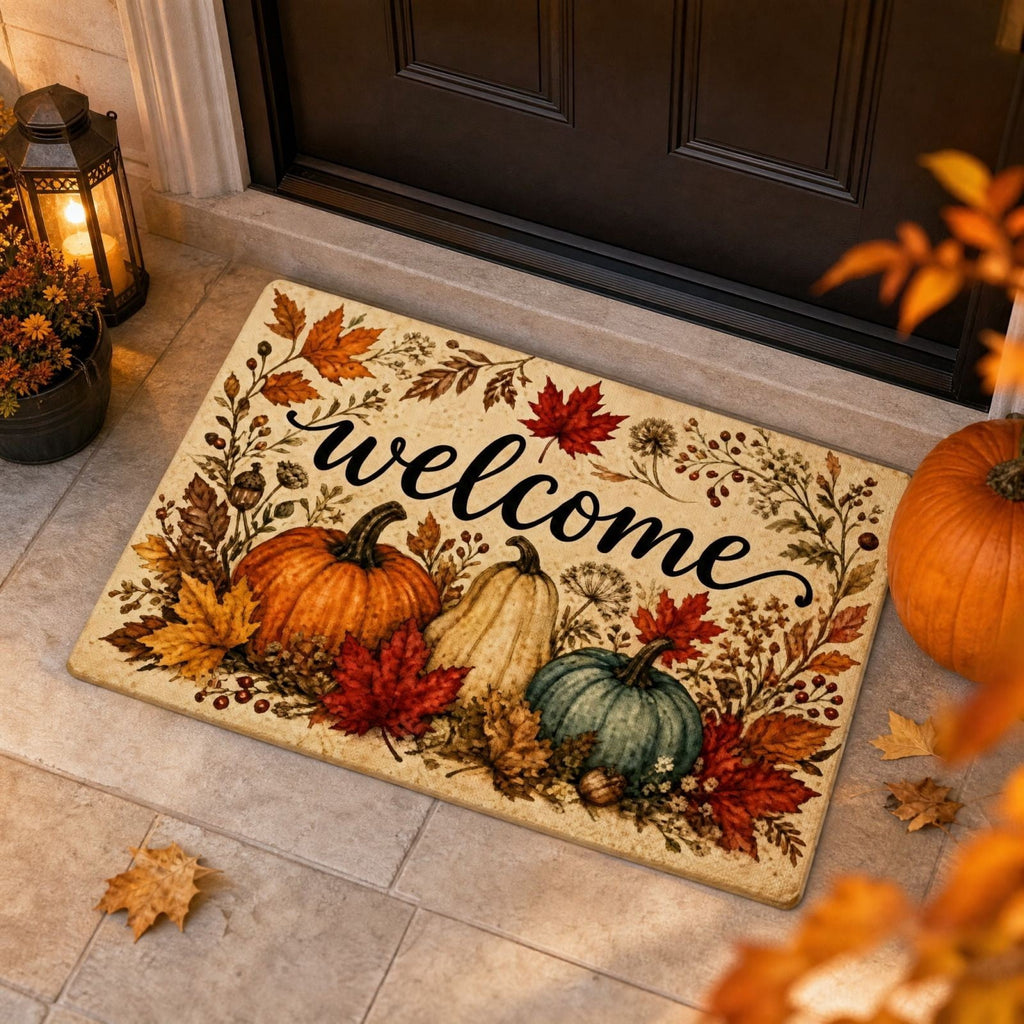 Autumn Door Mat for Entryway, 16x24 Inch, Fall-Themed Floor Doormat for Home Decor, Non-Slip Rug Mat for Living Room, Kitchen, Bedroom, Gifts for Fall Lovers (E)