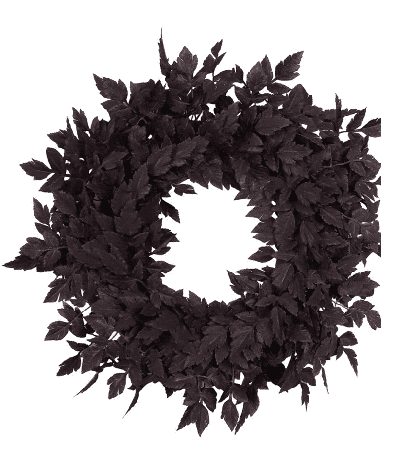 23.6" Dark Purple Artificial Cimicifuga Leaf Wreath, Fall Burgundy Foliage Front Door Wreath, Minimalist Halloween Autumn Wreath for Wall Porch Home Farmhouse Decor