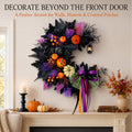 Halloween Wreath for Front Door, Crescent Wreath Moon, Black Gothic Spooky Outdoor Décor