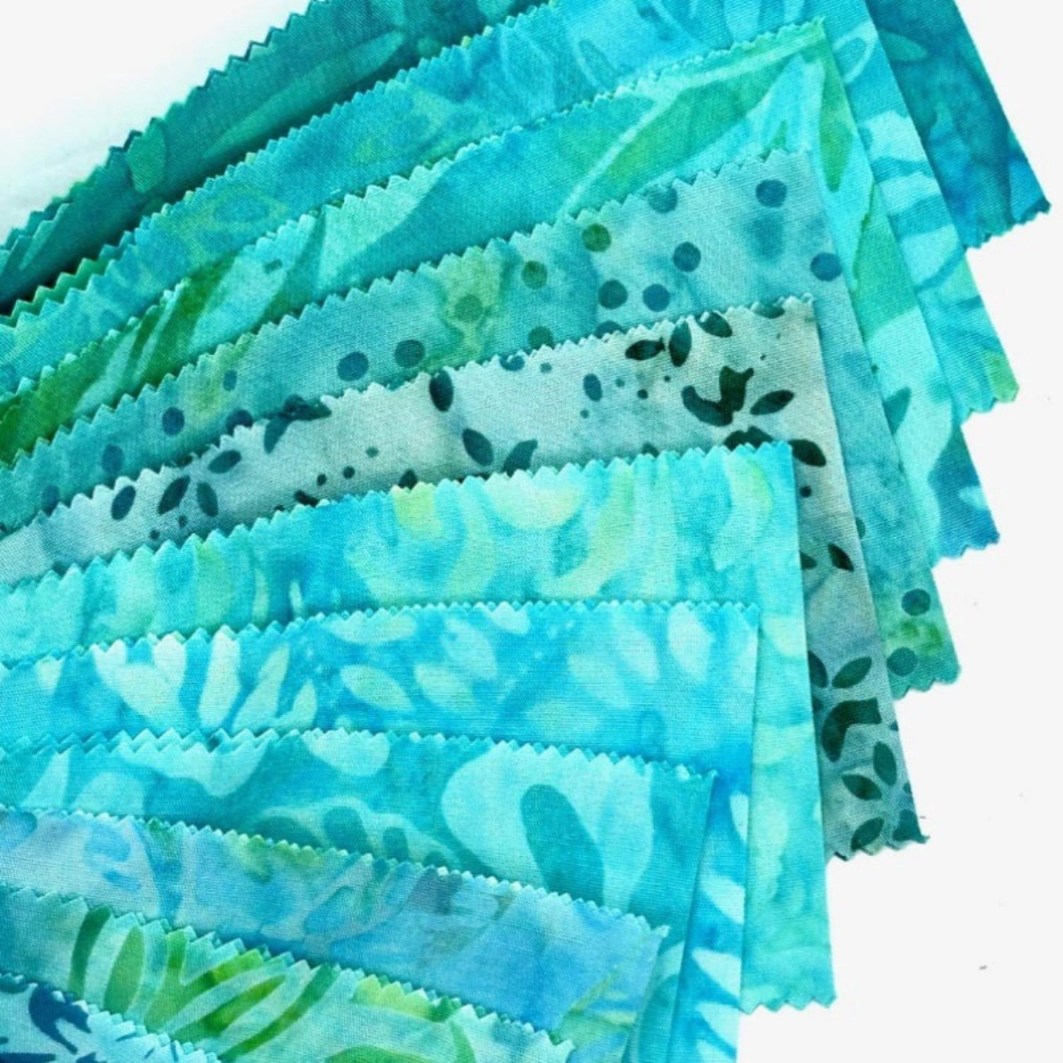 Heymaple 40Pcs Jelly Roll Fabric Strips for Quilting and Sewing, 2.6" x 20" Precut Fabric for DIY Crafting, Blue Green Lake