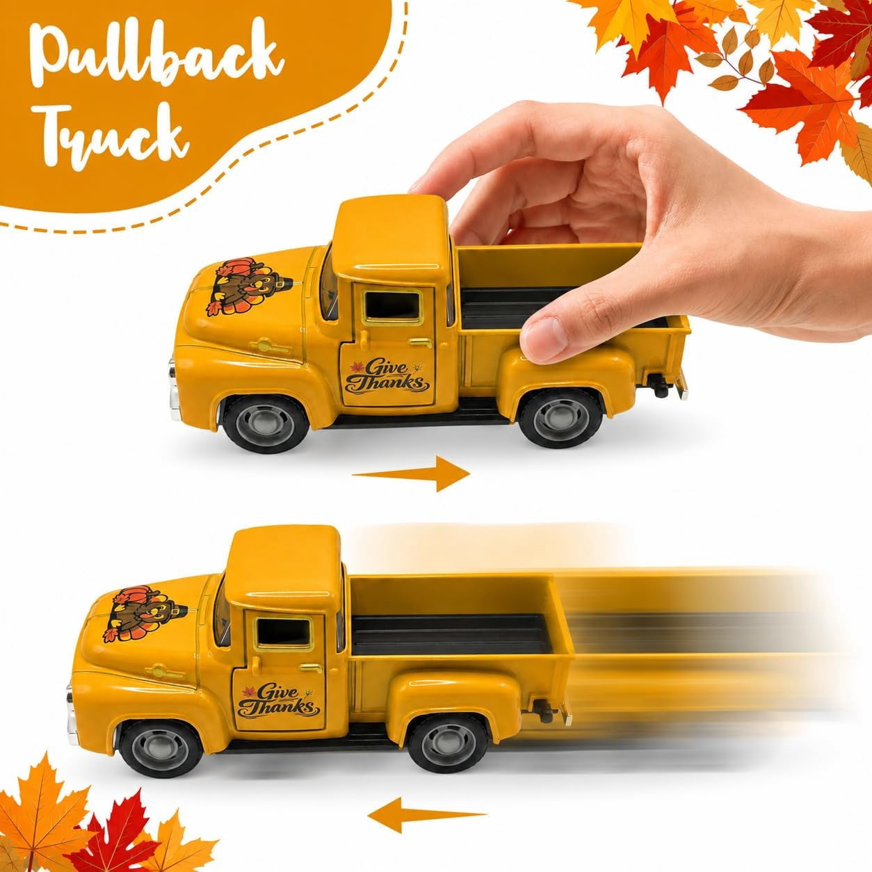 Molumo Halloween Truck Decor - Vintage Pink Pickup Truck with Ghost and Pumpkin Figurines for Halloween Home Tiered Tray Holiday Party Decoration
