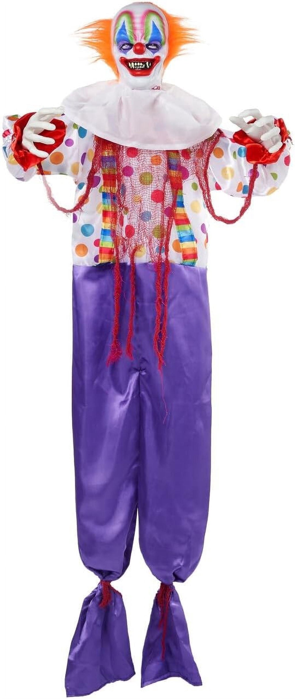 Joyfy 65" Halloween Hanging Scary Clown Decorations with Chain, with LED Lights Talking Animatronics Decor Outdoor Indoor for Haunted House Lawn Yard Patio