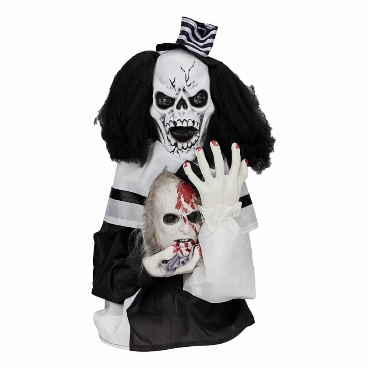 1.8ft Halloween Animated Scary Clown, Sound-Activated (Red LED Eyes + Bouncing Motion + Scary Male Voice), for Yard/Party/Haunted House