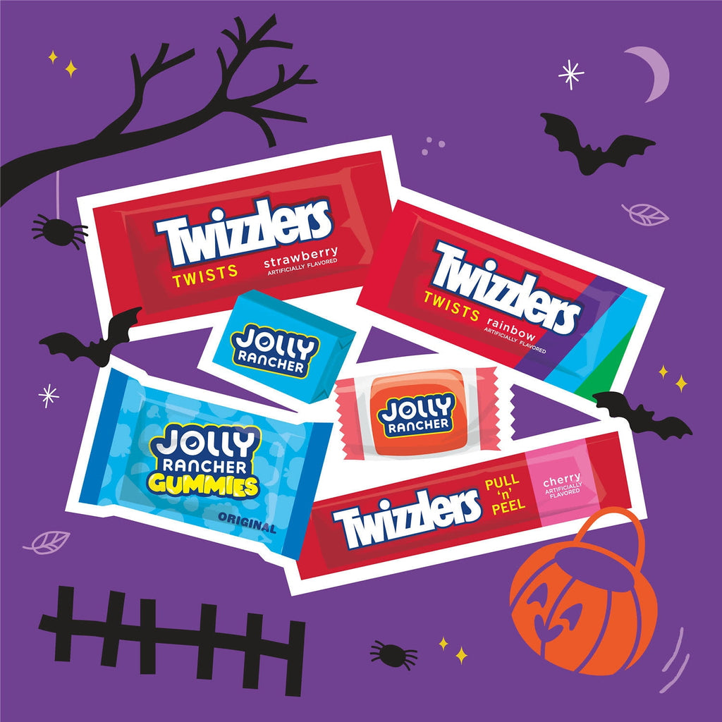 Jolly Rancher and Twizzlers Assorted Fruit Flavored, Halloween Candy Bulk Bag, 85.7 oz (320 Pieces)