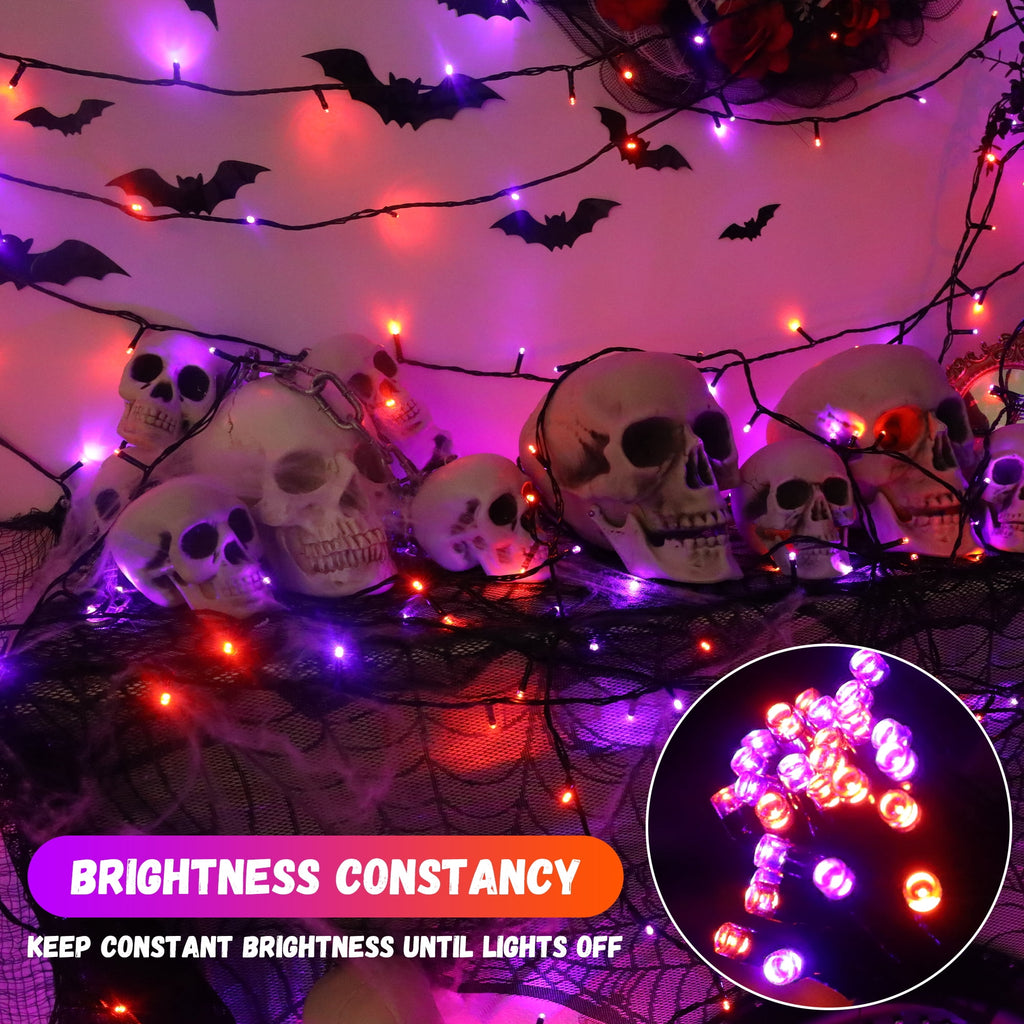 Magotan 300 LED 98 ft Halloween Lights Outdoor Indoor Orange and Purple Halloween Decorations String Lights