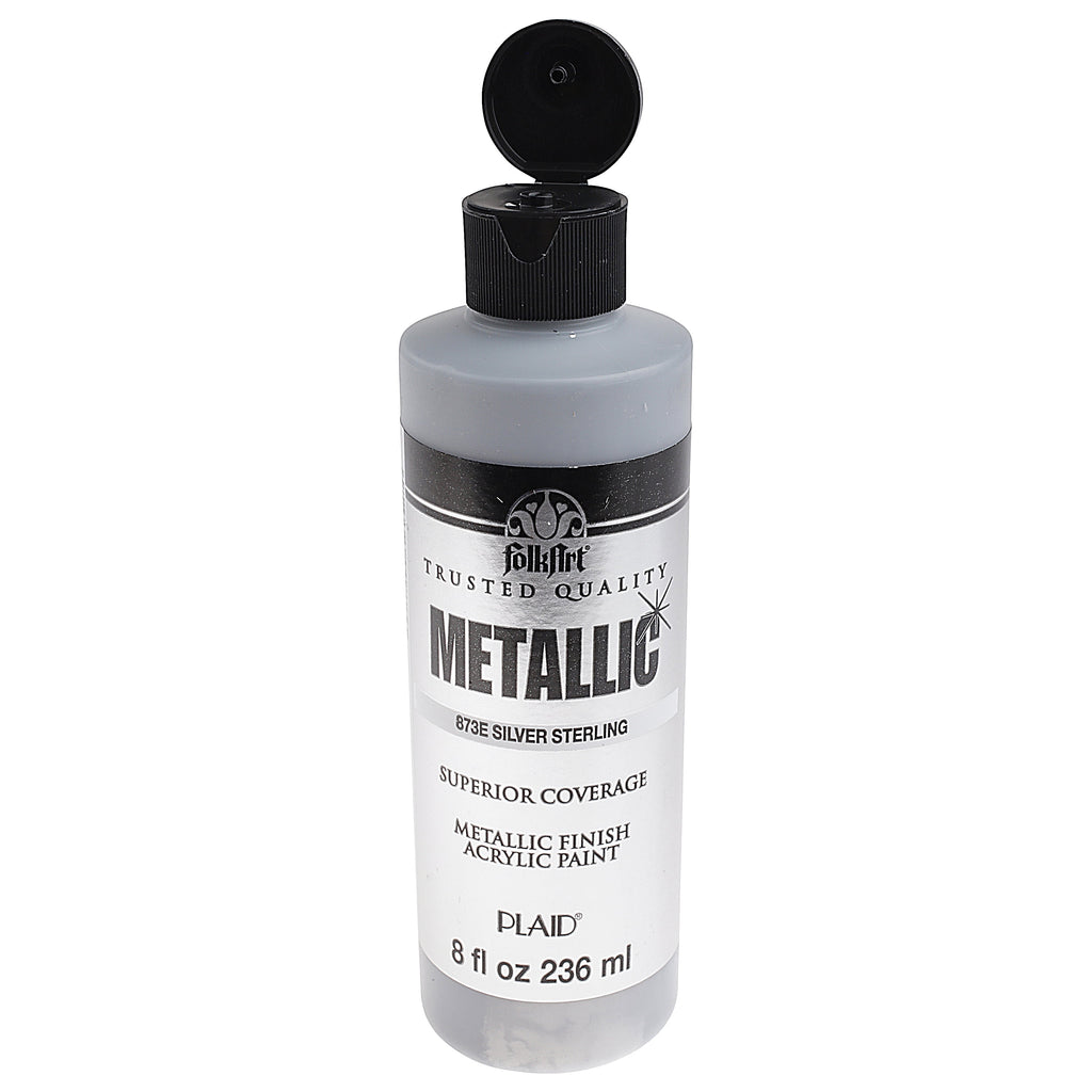 FolkArt Metallic Acrylic Craft Paint, Metallic Finish, Silver Sterling, 8 fl oz