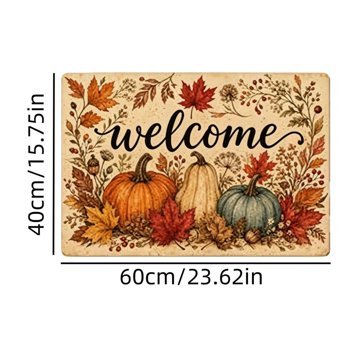 syligr Halloween Thanksgiving Doormat with Maple Leaf & Pumpkin Patterns - Non-Slip Floor Mat for Entryway, Kitchen, Porch, Fall Harvest Decor Rug with Anti-Fatigue Backing, Gift for Thanksgiving