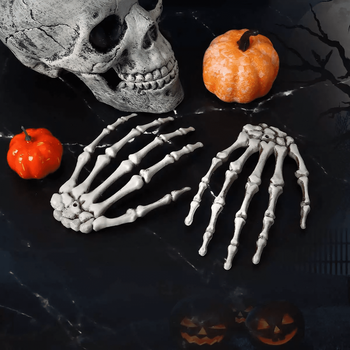 2Pcs Skeleton Hands Halloween Fake Human Hands Plastic Skeleton Hands Props for Halloween Zombie Party Decorations