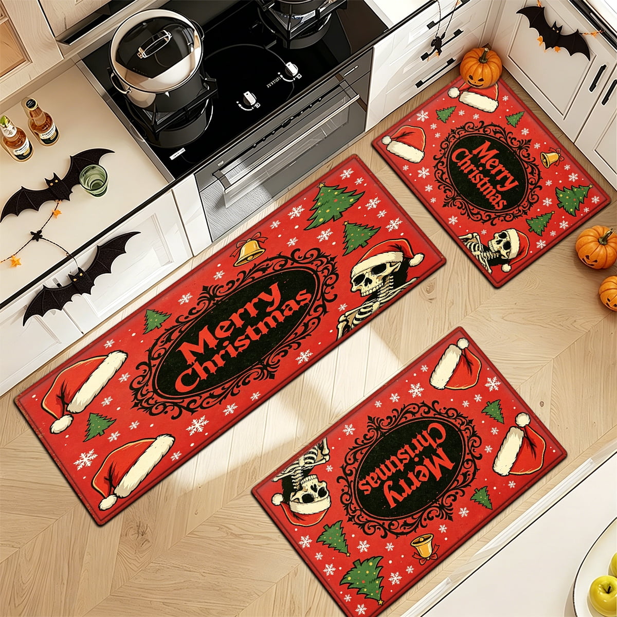 YIMEIS Halloween Pumpkin Lanterns 1Pc Flannel Mat and Kitchen Rugs,Soft Non-slip,Perfect for Home Bathroom