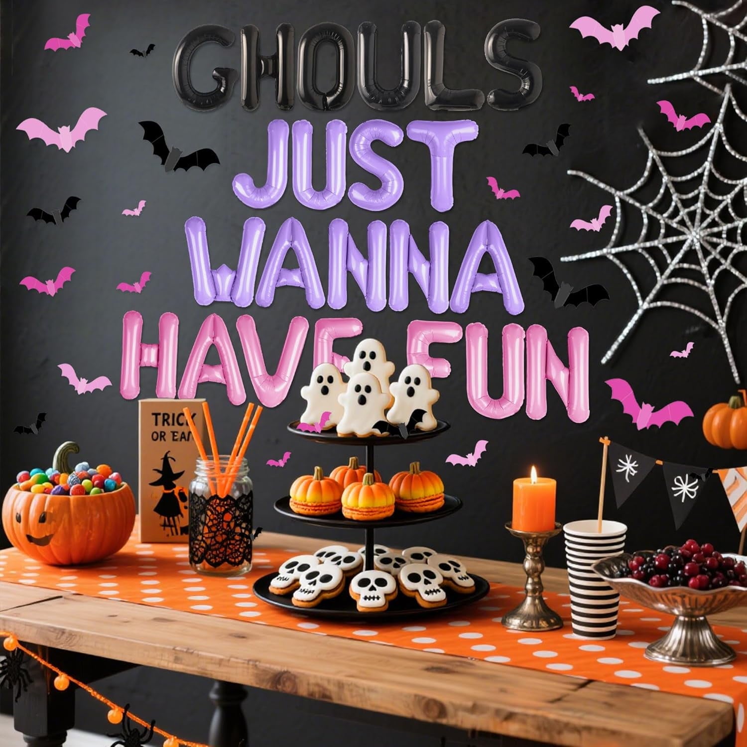 Halloween Aluminum Foil Balloon Set Bat Letter Combination Multi-color Multi-size Wall Scene Holiday Party Decoration