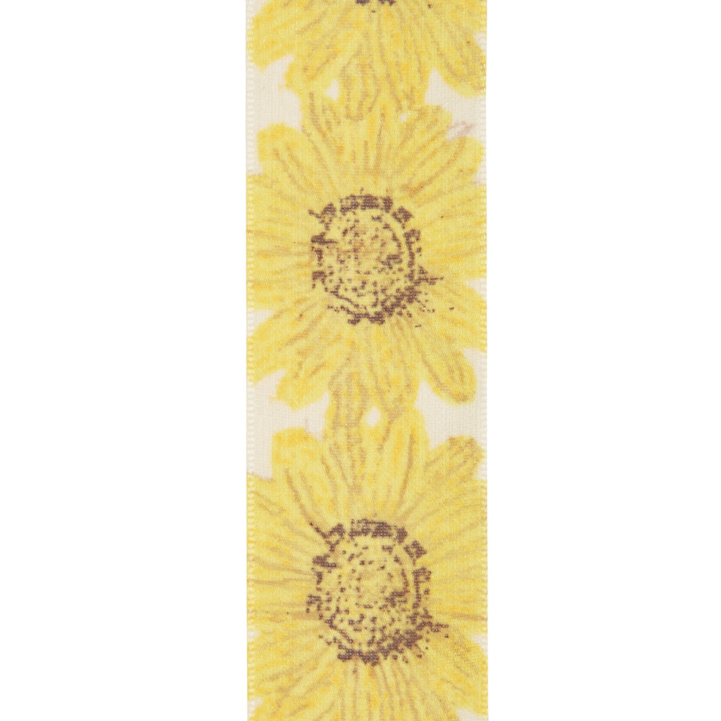 (3 pack) Offray Ribbon, Ivory 1 1/2 inch Sunflower Woven Ribbon for Sewing, Crafts, and Gifting, 9 feet, 1 Each