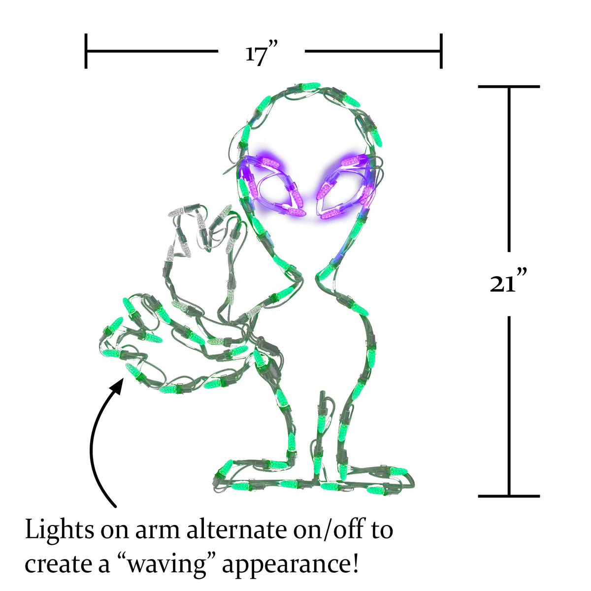 Animated 21 in. LED Waving Alien Halloween Yard Decoration