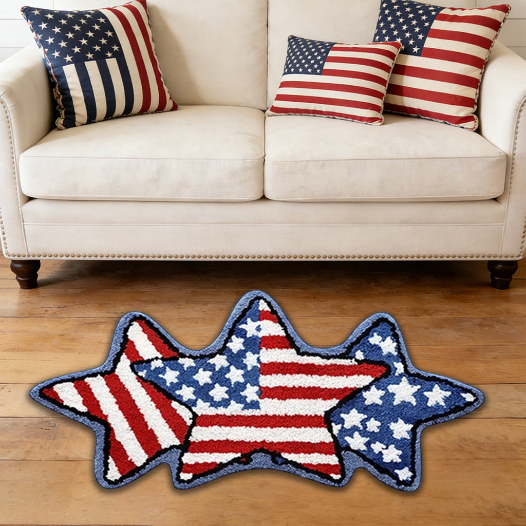 Wooowa Plush Style Multi Purpose Floor Mat Bathroom Entrance Coffee Table Carpet Fit for Fourth of July Decorations Patriotic Decor for Home Daily Holiday Festive Use