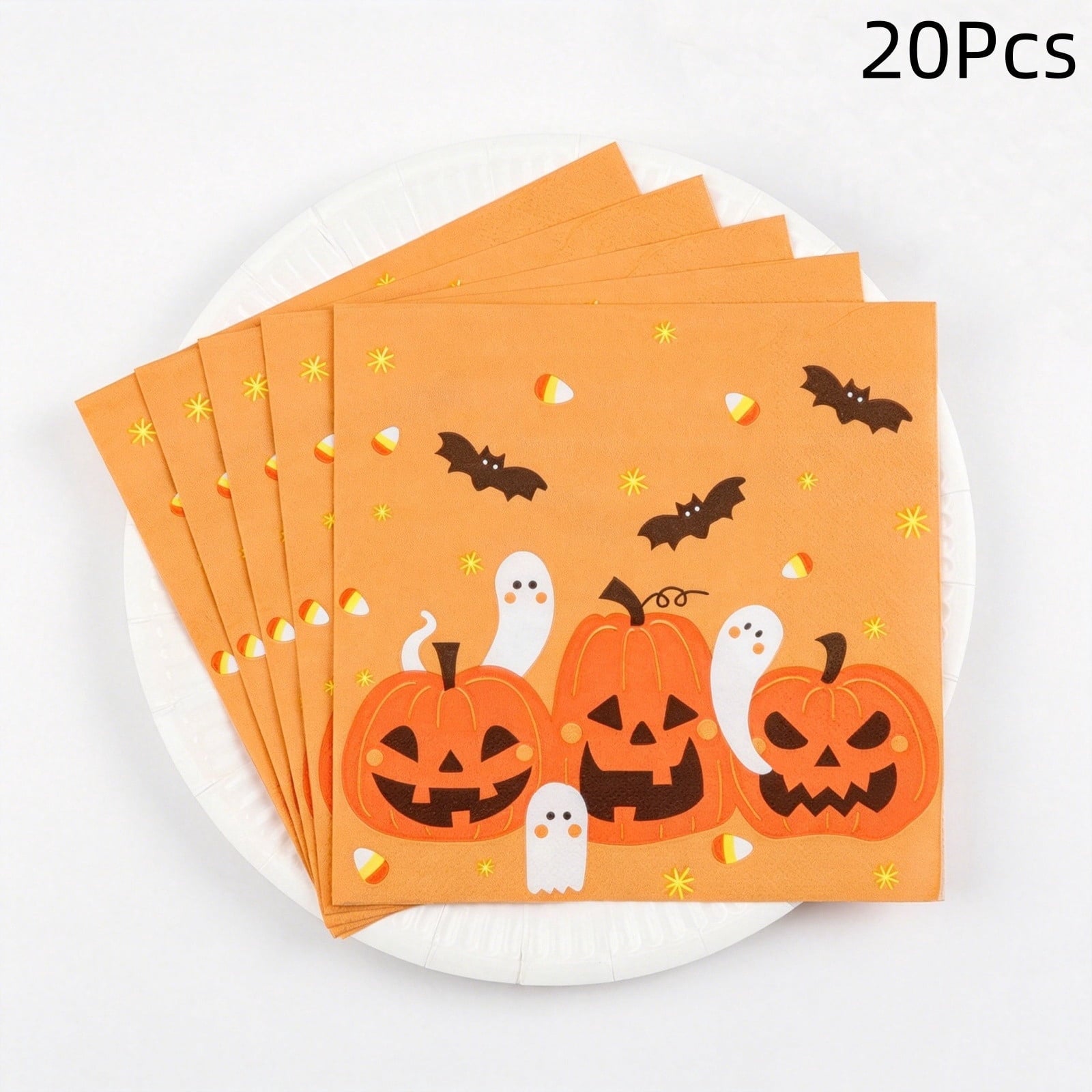 OCCOA Halloween Disposable Printed Paper Napkins 20 Count, Cute Spooky Pattern Party Table Decor Supplies, Indoor Outdoor Holiday Dining Decoration, B