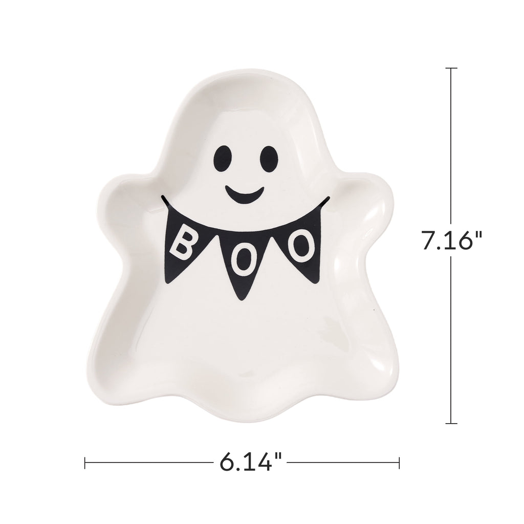 Way to Celebrate Halloween Ghost Stoneware Appetizer Plates, 4-Pack