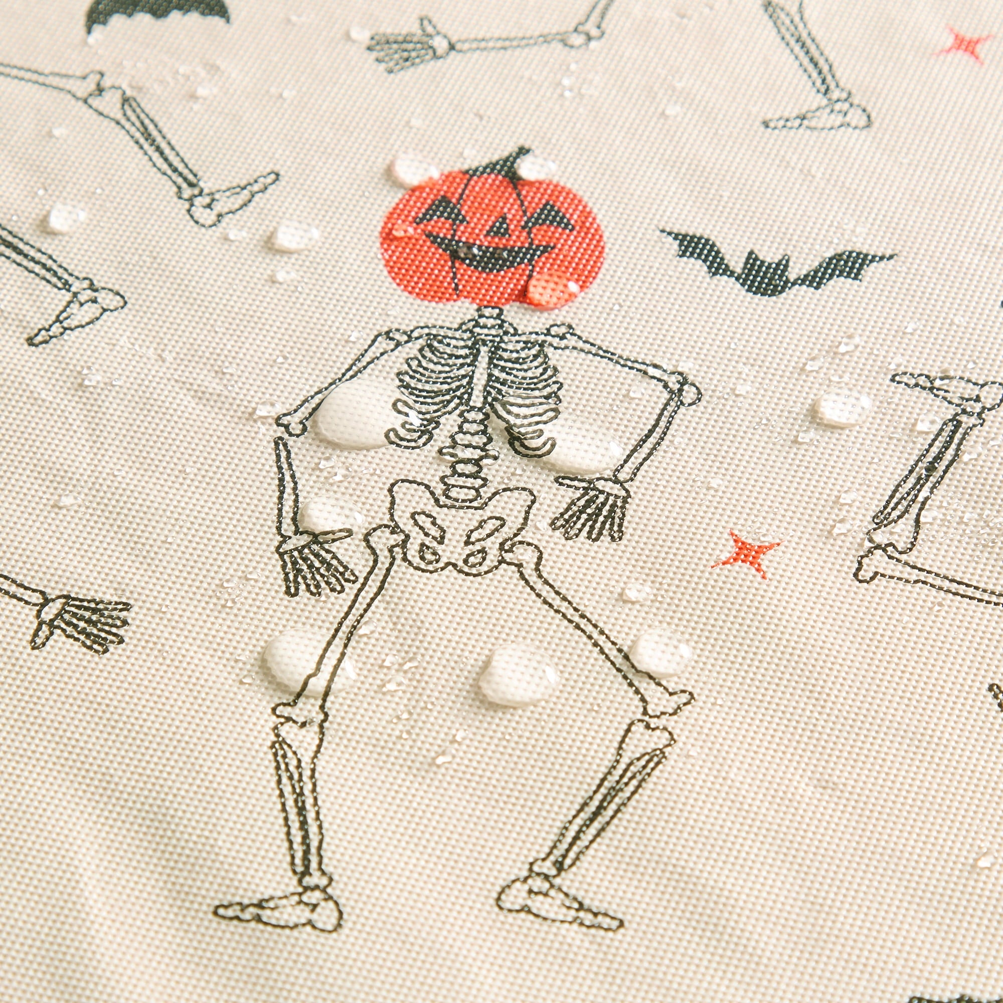 Way To Celebrate Halloween PEVA Tablecloth, For Table 60" x 102" - Skeleton Pumpkin Head Toss