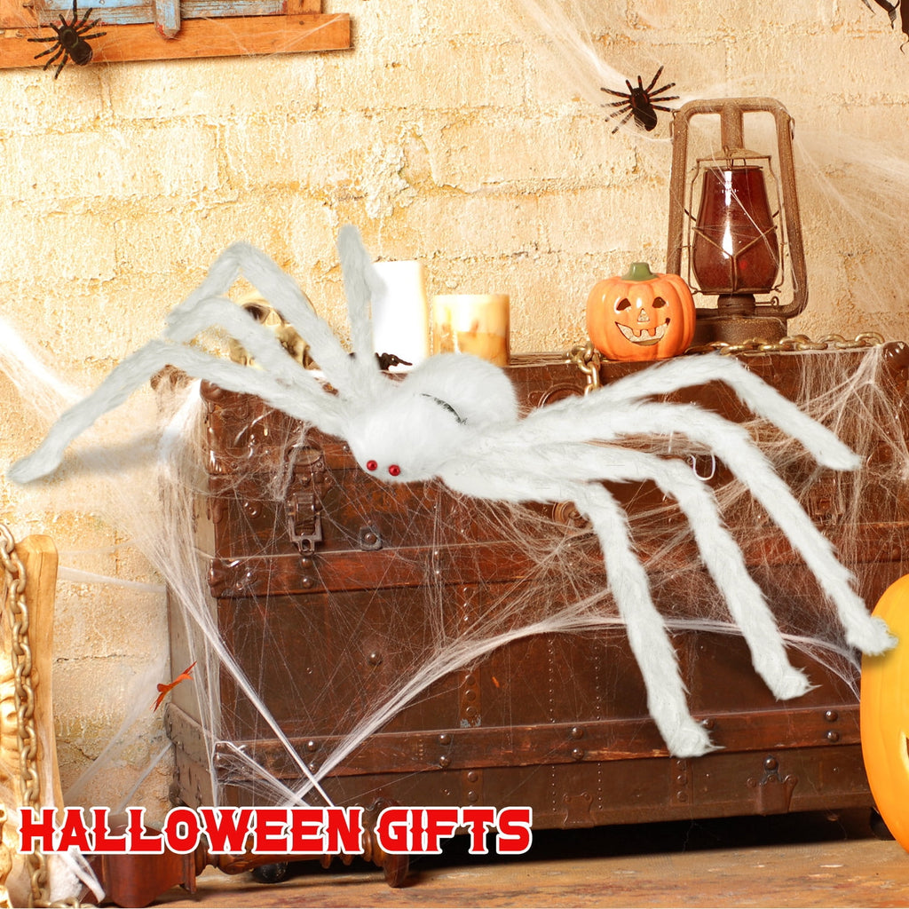 Innens 11.8ft Halloween 144 LED Purple Spider Web Lights with 35" Giant Spider Light up Cobweb Halloween Decorations for Indoor Ourdoor Garden Yard Home Patio (Black, 1Pc)