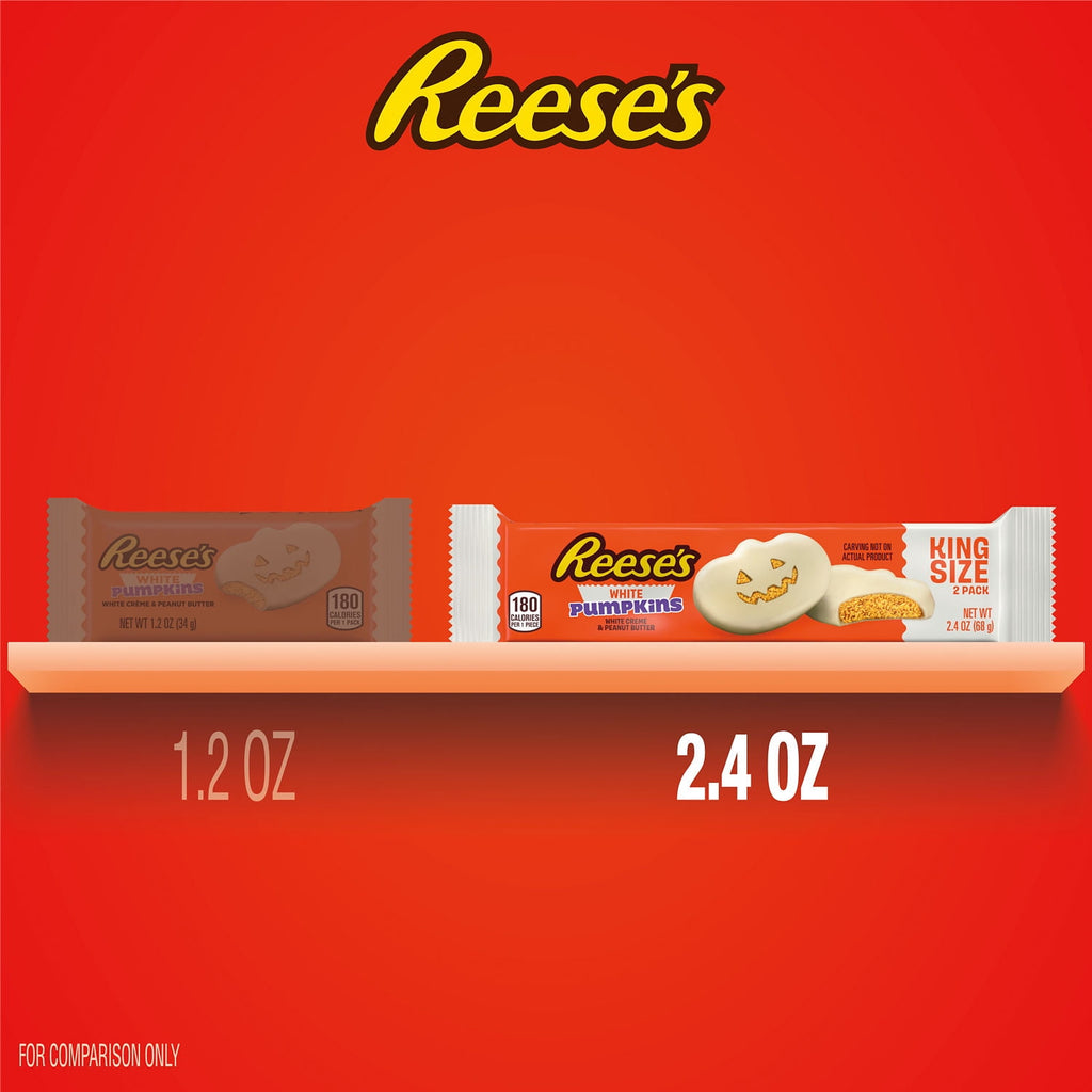Reese's White Creme King Size Peanut Butter Pumpkins, Halloween Candy Pack, 2.4 oz