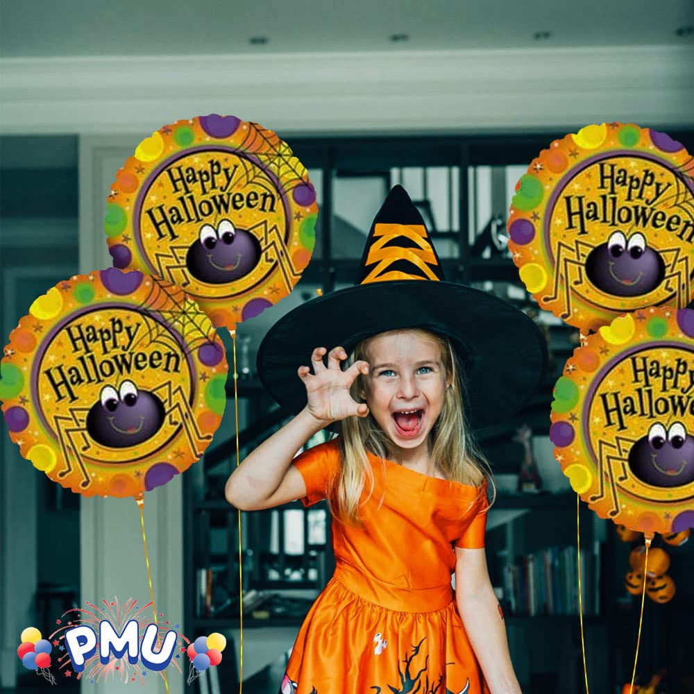 PMU Halloween Party Decoration "Happy Halloween" Jack Faces Aglow 18 Inch Mylar-Foil Balloon (1pkg) Pkg/1