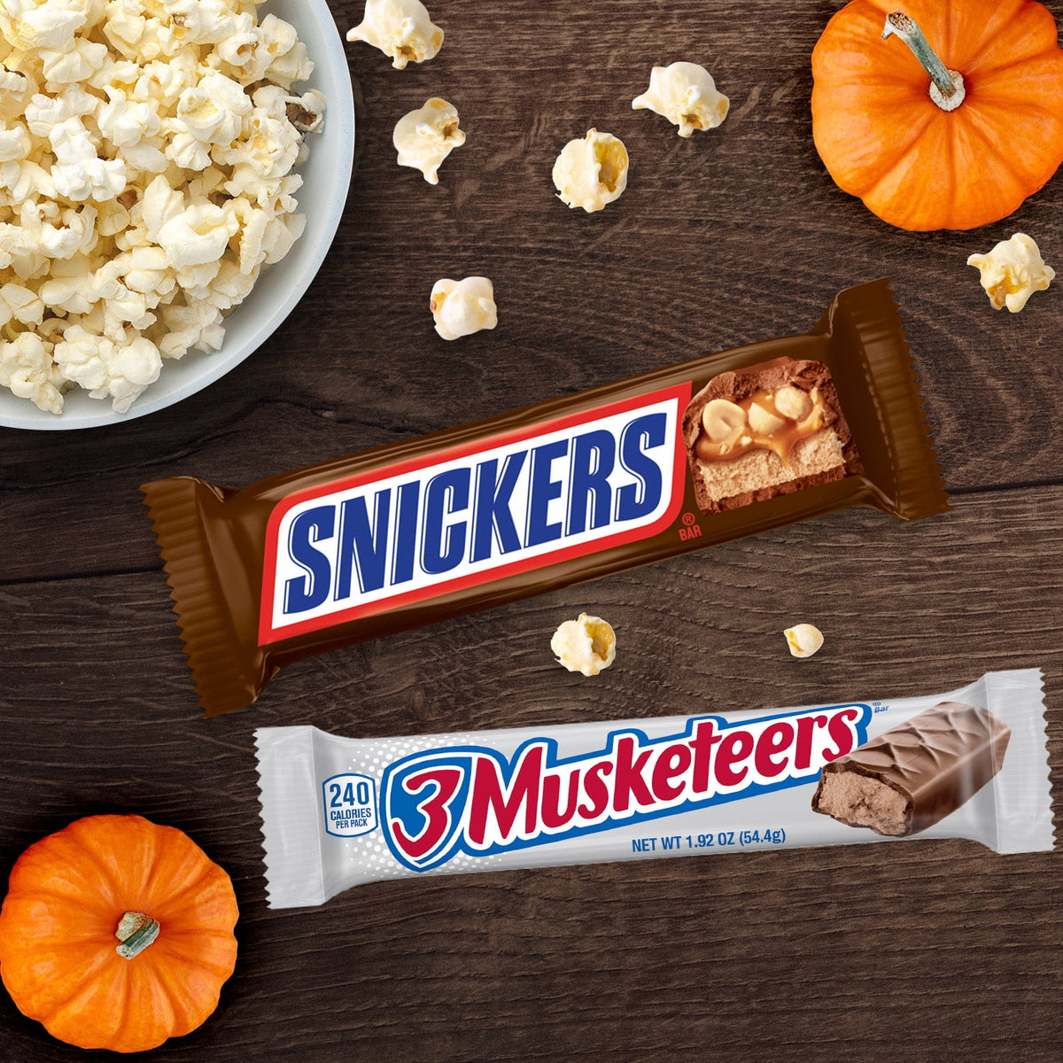 Snickers, Twix, Milky Way & 3 Musketeers Variety Pack Halloween Milk Chocolate Candy Bars -18 Count Box