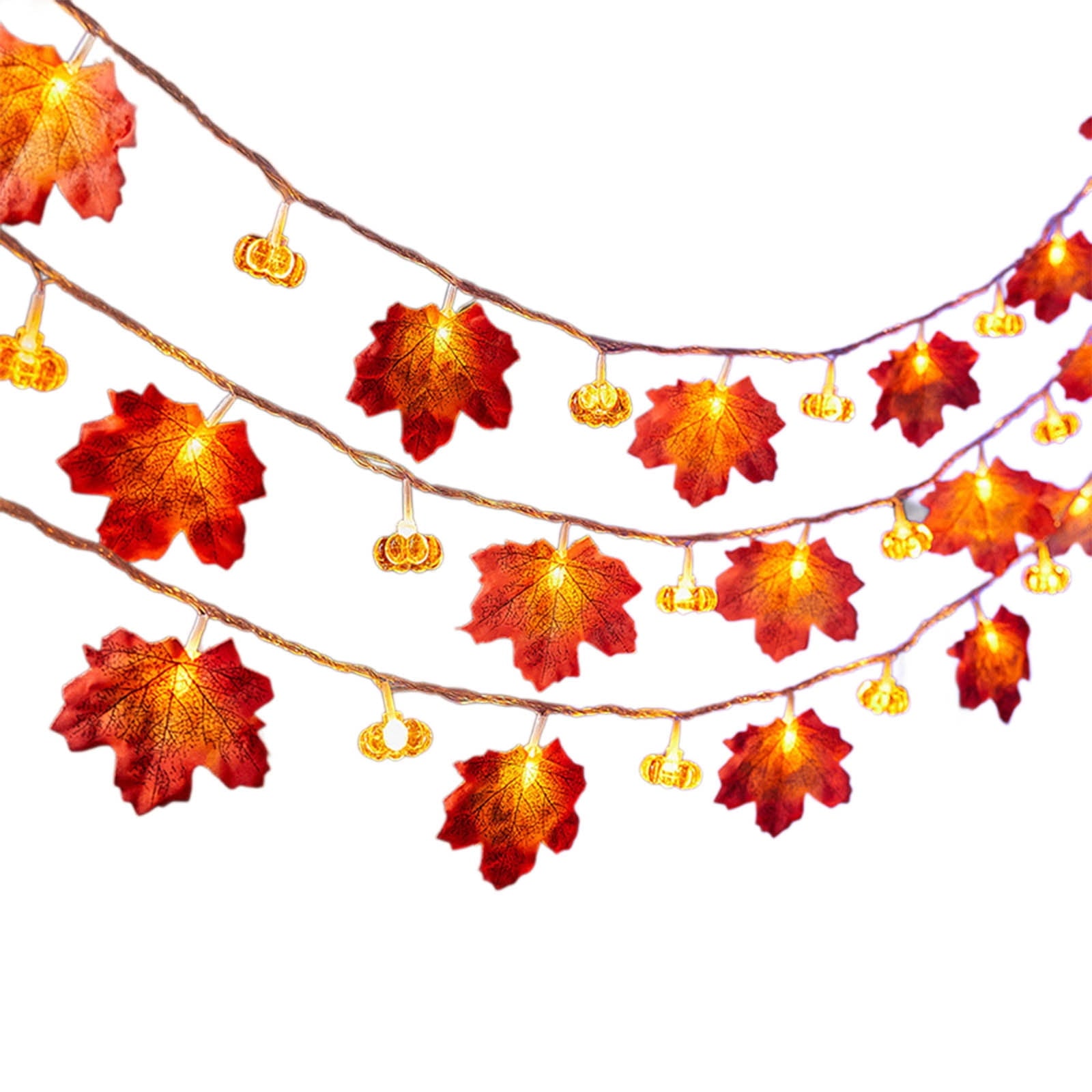 Btomtd 118.11 inch Pumpkin and Maple Leaf Lantern String Light Halloween Thanksgiving Decorative Light for Autumn Festival Porch Pathway or Table Decor, Orange