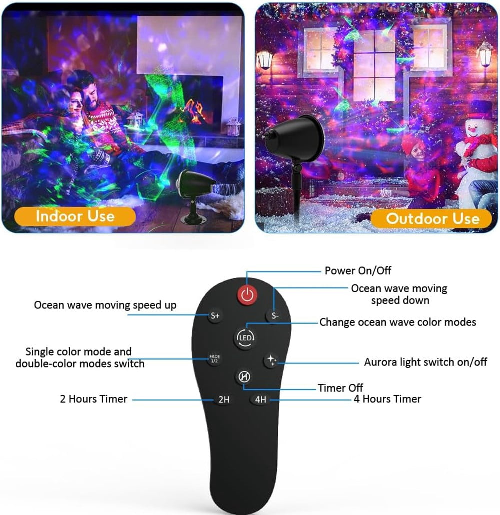10 Colors Outdoor LED Landscape Projector Lights Holiday with Remote and Timer