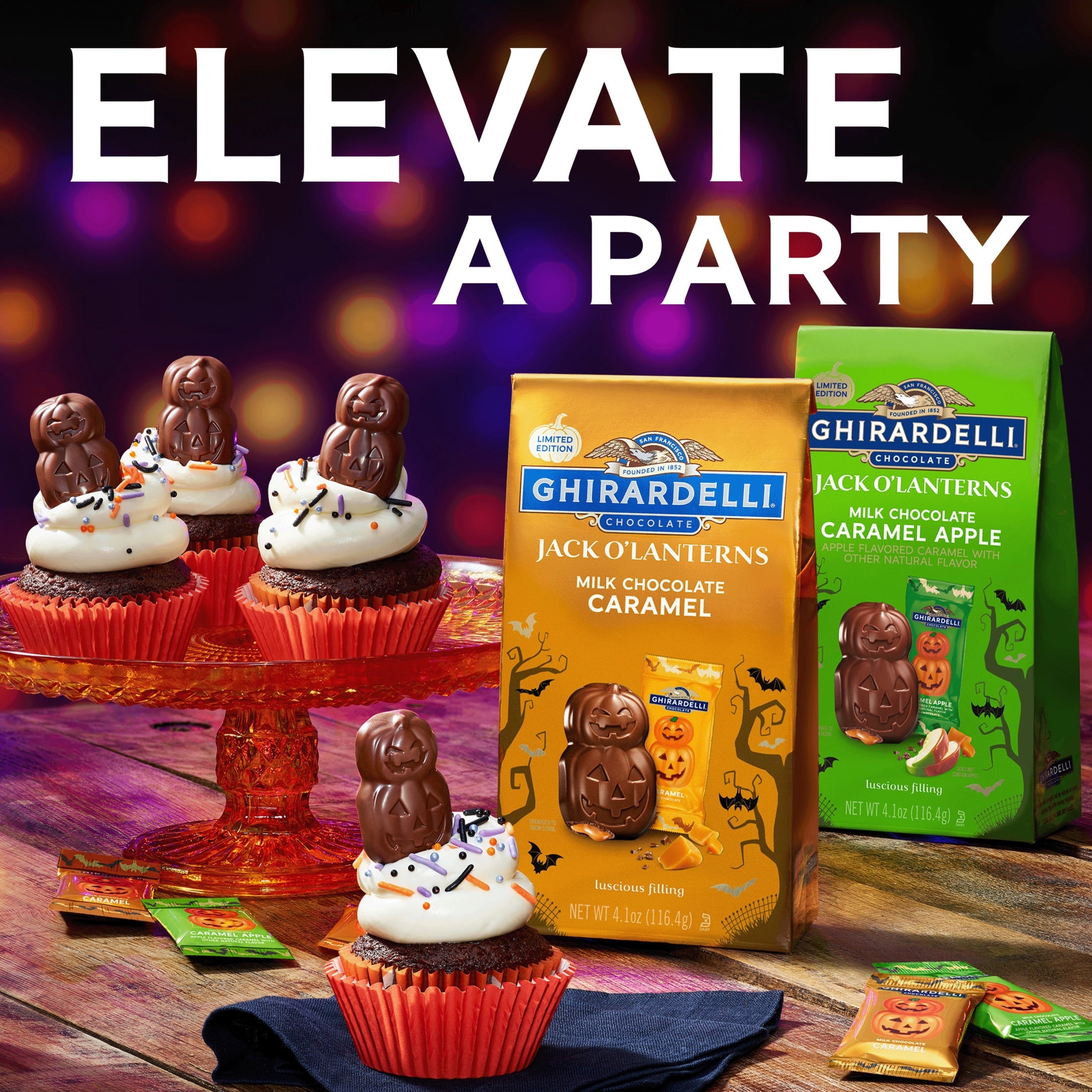 GHIRARDELLI Milk Chocolate Jack O' Lanterns, 4.1 oz Bag