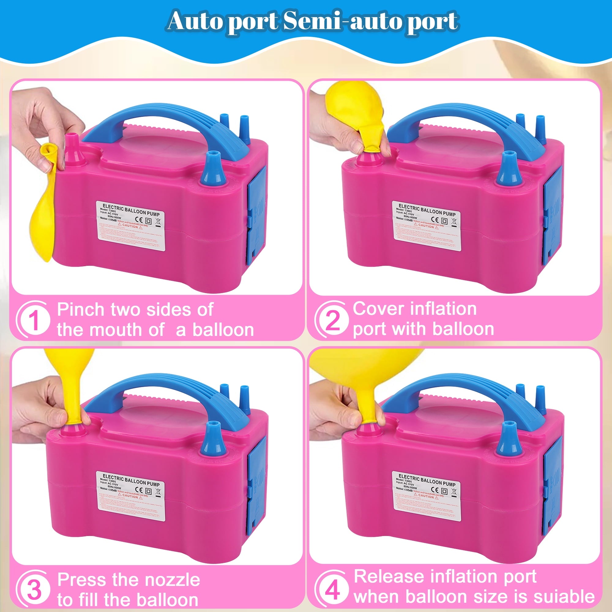 Electric Balloon Pump, Portable Dual Nozzle Blower Air Balloon Pump & Inflator for All Balloons Party Wedding Decoration