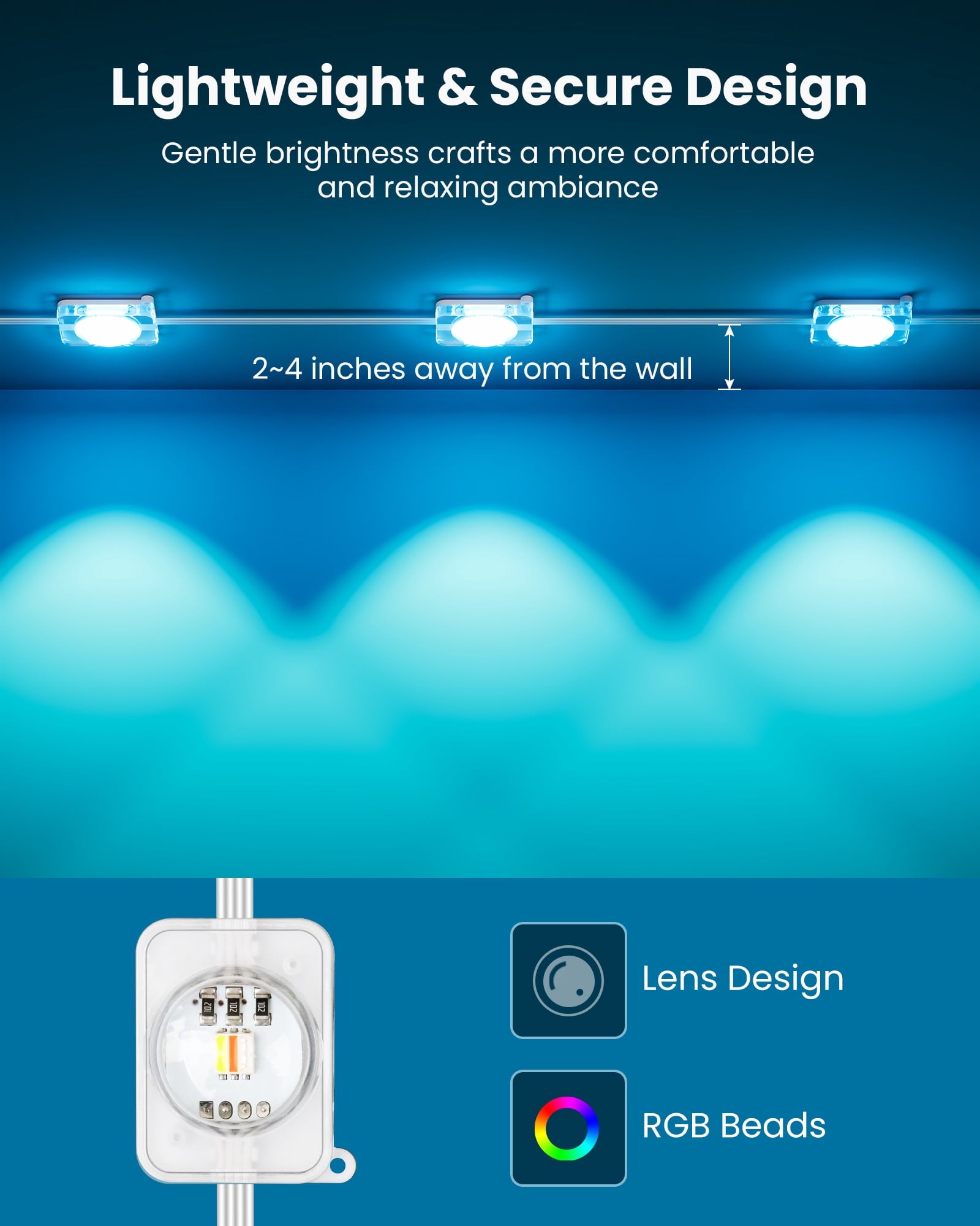 DAYBETTER 200ft Permanent Outdoor Lights, RGB Eaves String Lights with 100LED, Remote/APP Control, IP65 Waterproof, for Garden Halloween Christmas Party Decorations
