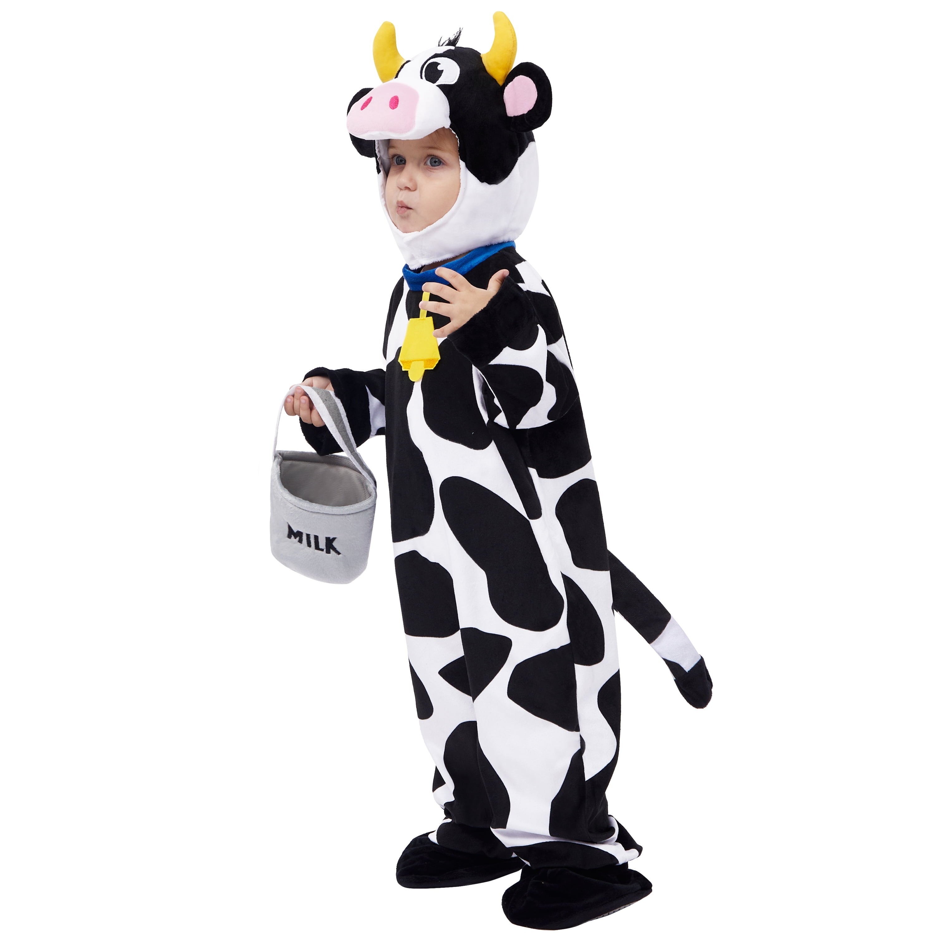 Joyfy Baby Cow Costume with Milking Bucket for Toddler, Kids Halloween Farm Party Dress up Role Playing Cosplay 0-5 Years