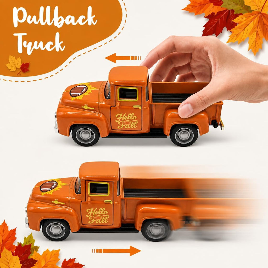Molumo Fall Decorations for Home - Fall Vintage Truck with Pumpkins, Football and Maple Leaves - Thanksgiving Decoration for Table Centerpiece, Tiered Tray, Mantel and Harvest Home Indoor
