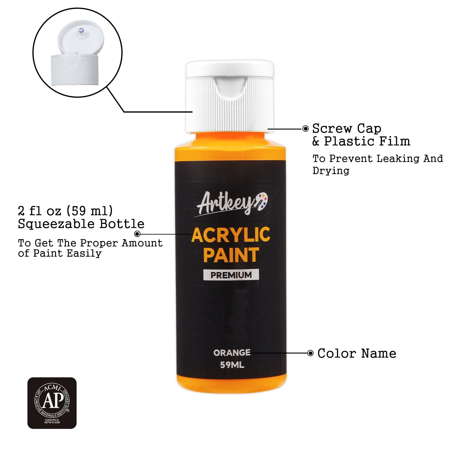 Artkey Acrylic Craft Paint Set, Festival, 24 Colors (2-Ounce)