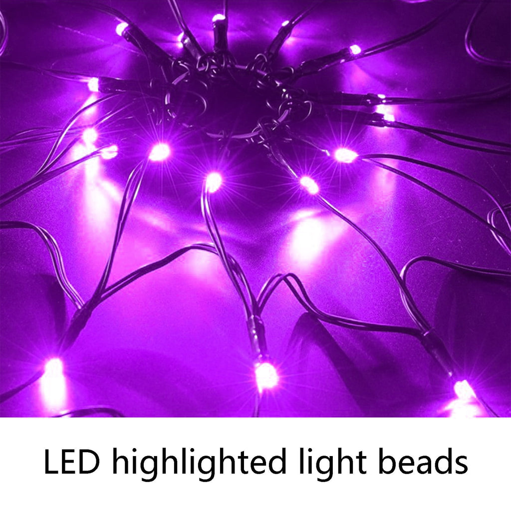 Halloween Arachnid Web Lights, 39 In Diameter 60 LED With Black Spider, Water Proof Colorful Web Lights With Remote Control for Halloween Indoor Outdoor Garden Patio Home Decoration