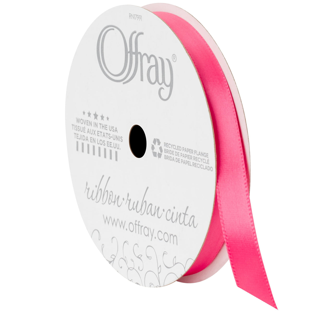 Offray Ribbon, Red Wine 3/8 inch Single Face Satin Polyester Ribbon, 18 feet