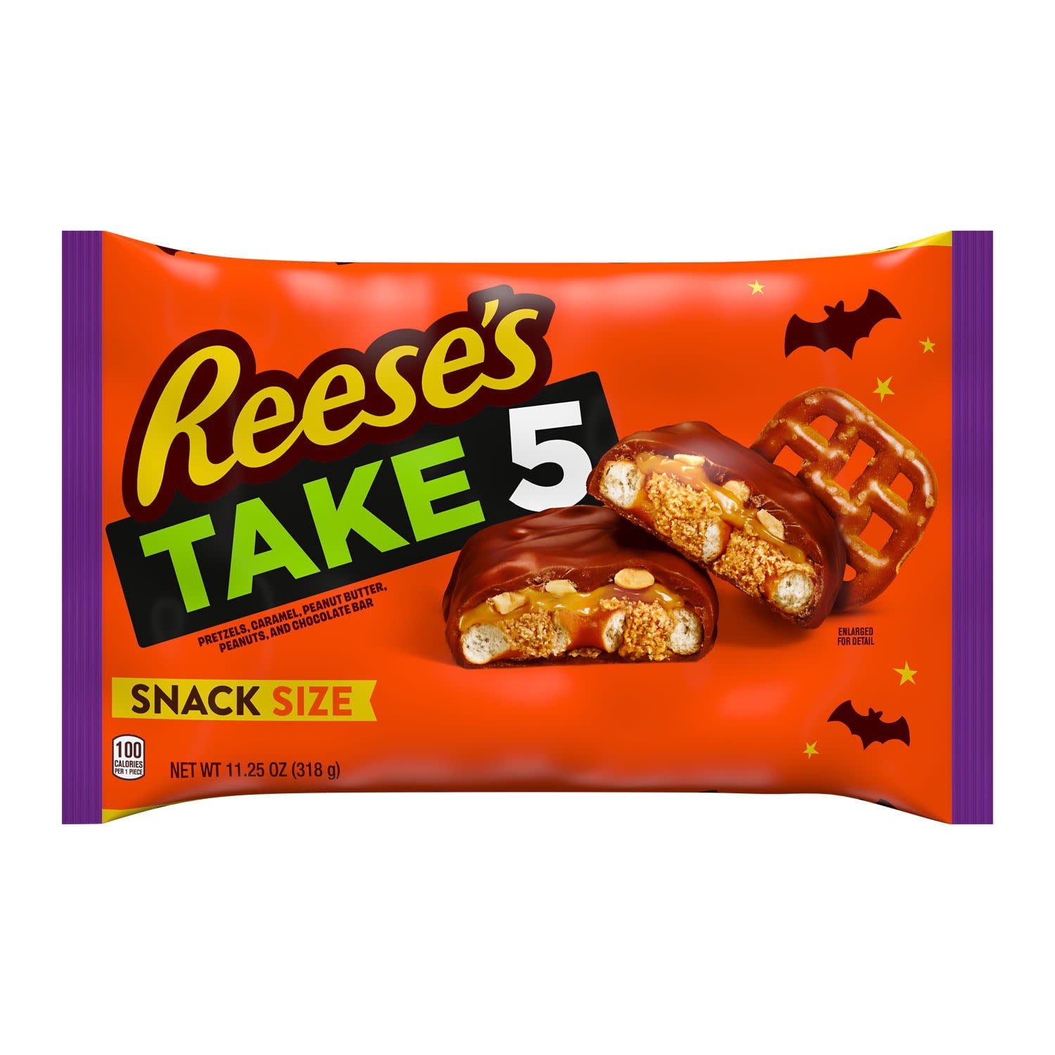 (2 pack) Reese's Take 5 Pretzel, Peanut and Chocolate Snack Size Halloween Candy, Bag 11.25 oz