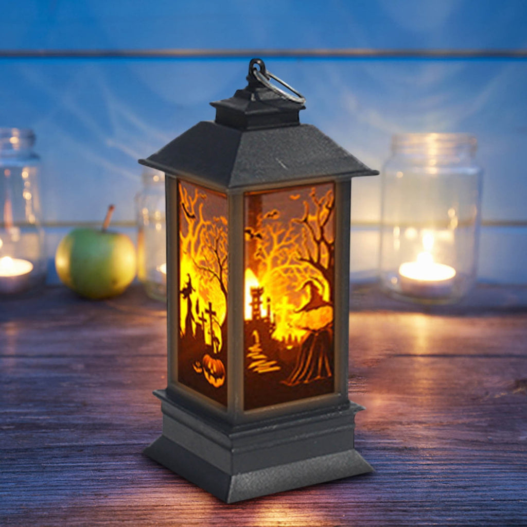 Lhrmh Halloween Decor - LED LED Hanging Lamp Candle Lantern with Skeleton and Pumpkin Designs for Portable Spooky Lighting