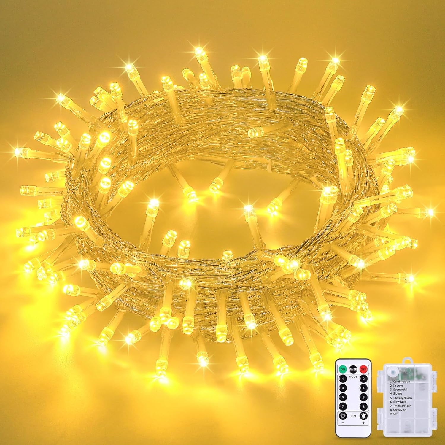 33ft 100 LED Pink Battery Lights for Bedroom, Pink Christmas String Lights with 8 Modes Remote Indoor Outdoor, Fairy Twinkle Lights for Room Party Tree Valentine