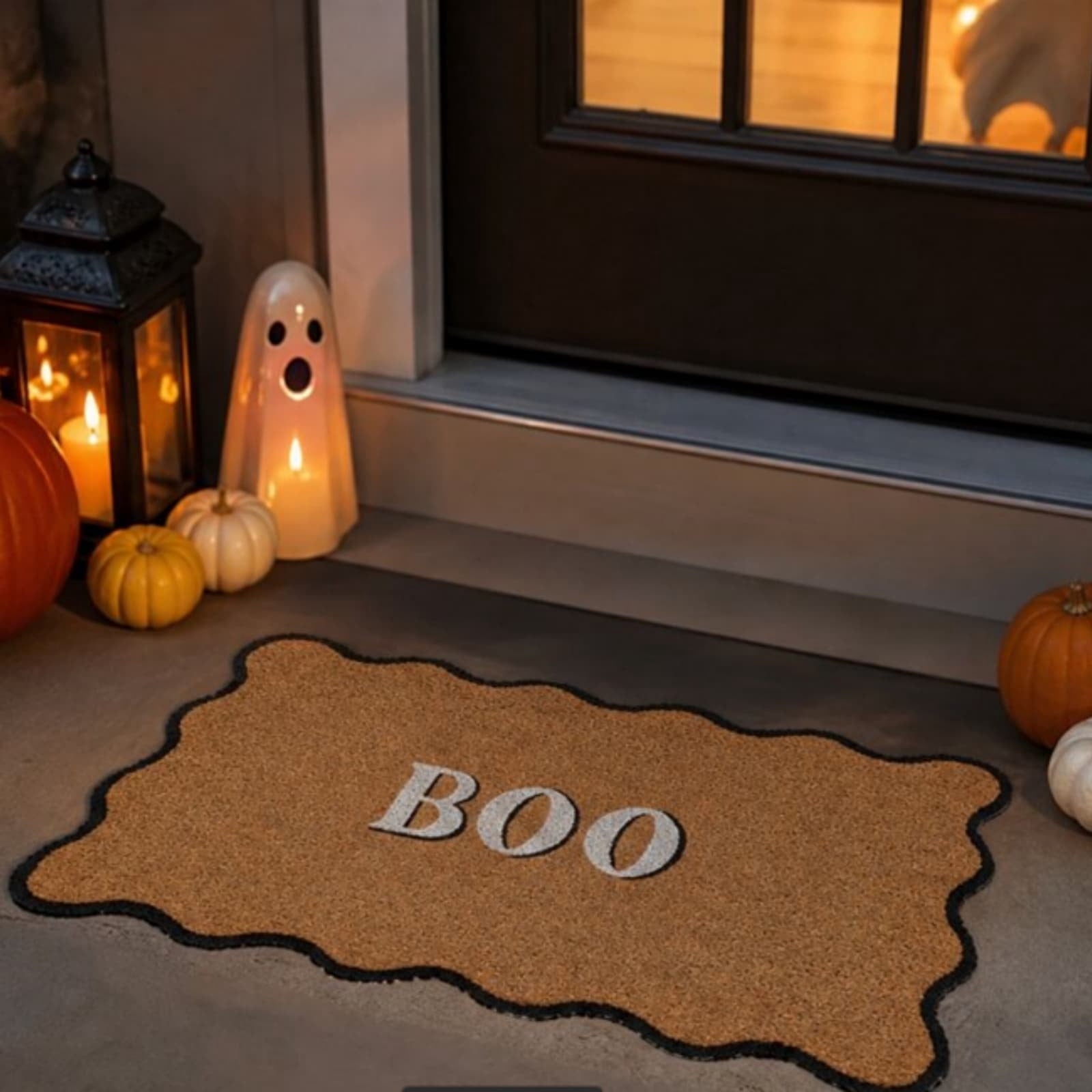Lypsnake Natural Coco Coir Doormat - "Love Grows Here" Printed with Delicate Floral Pattern, Non-slip Absorbent Entry Mat for Home Entrance Porch Patio and Outdoor Decoration