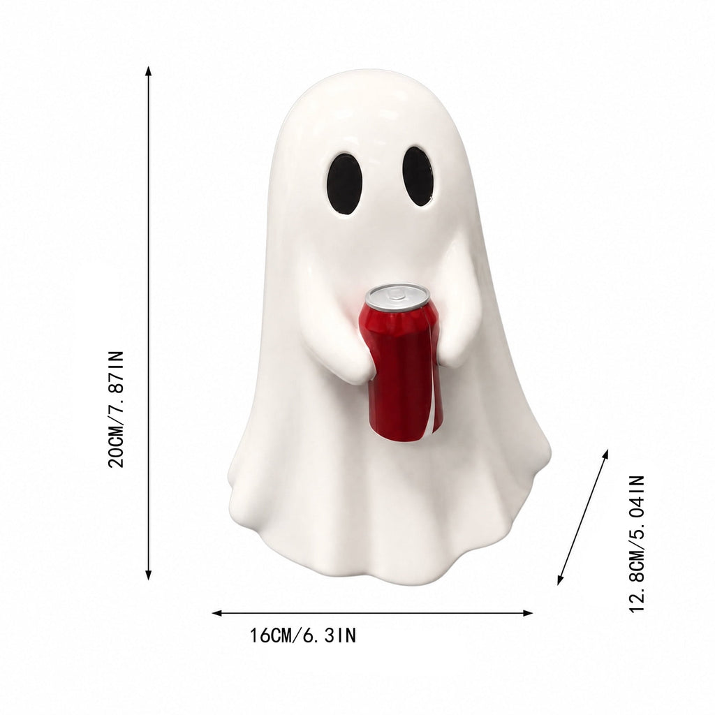 5.9" Halloween Cute Ghost Ghost Holding Coke, Ghost Coke Can Figurine Decor, Spooky Beverage Holder Figurine, Halloween Decorations For Tabletop, Party Decor (A)