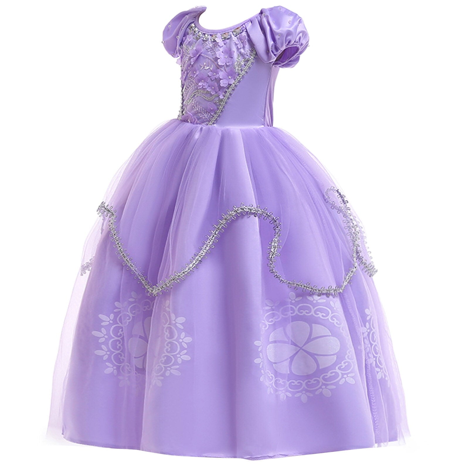 HAWEE Princess Dress Girls Purple Costume Halloween Puff Sleeve Princess Dress for Party