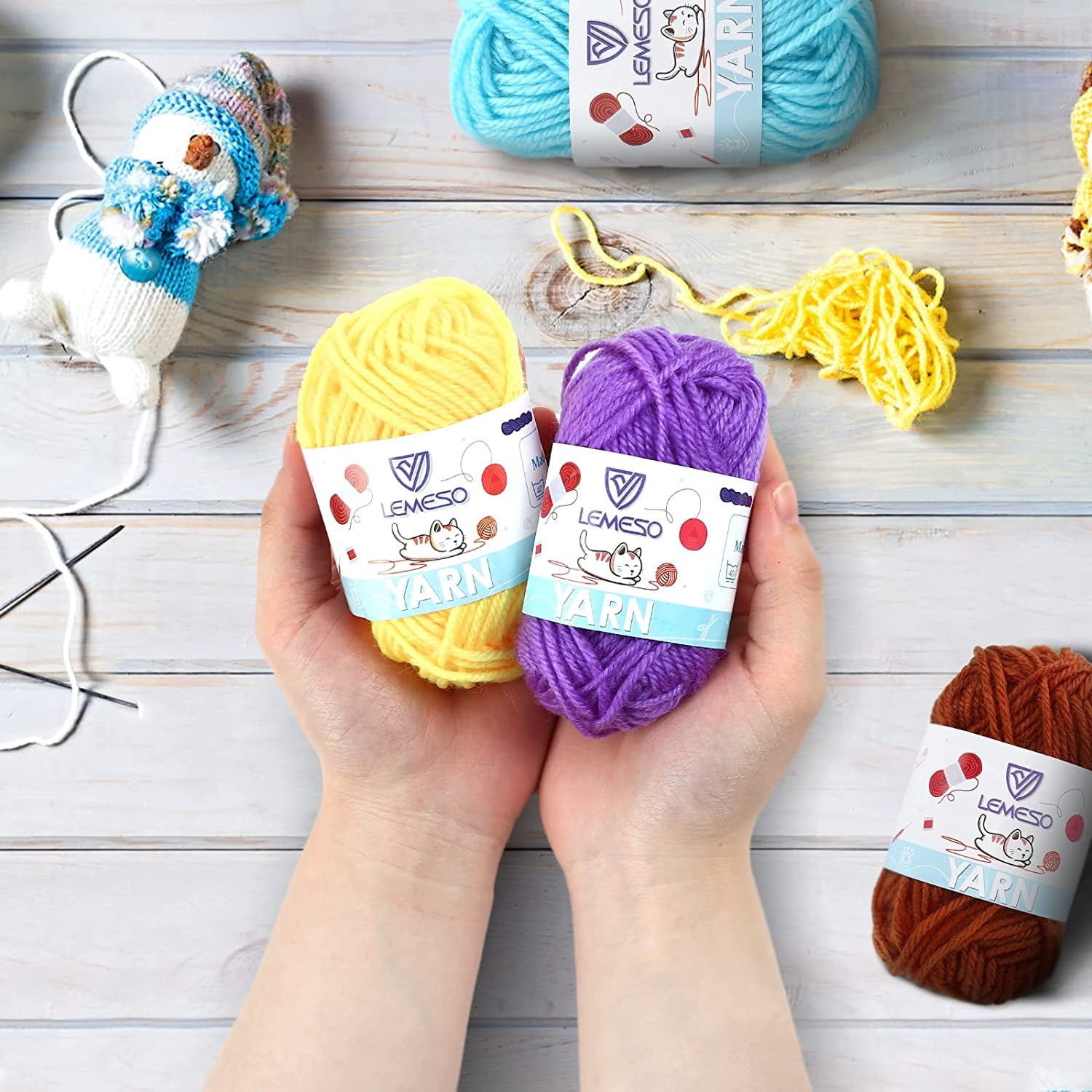 Moncolis 12 Skeins Mini Yarn for Knitting Crochet Craft - 100% Acrylic,0.53oz/15g,28 Yards/Roll