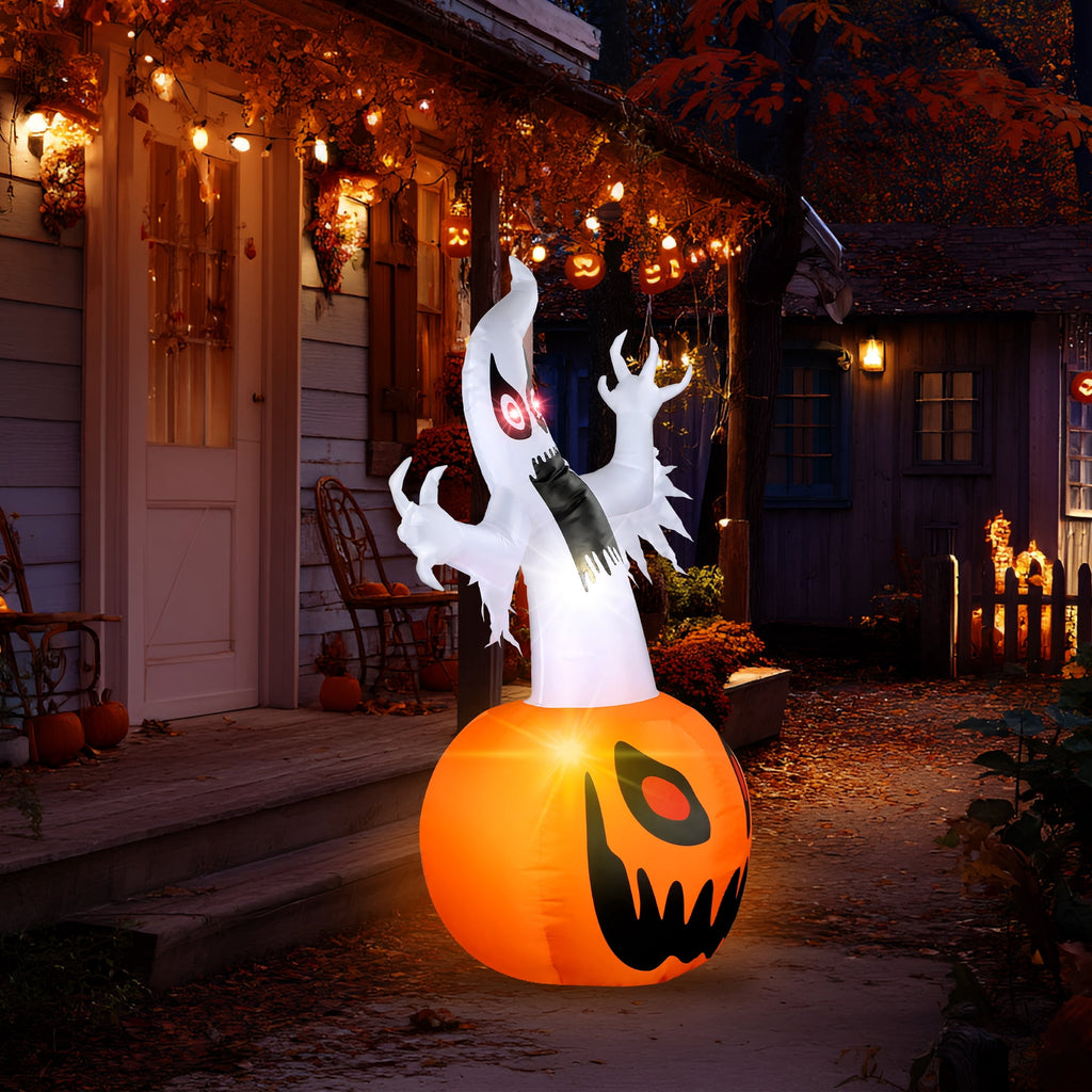 MAGOTAN 6 FT Halloween Inflatable Pumpkin Halloween Inflatable Pumpkins and Cat Outdoor Yard Decoration Build-in 7 LED White Lights