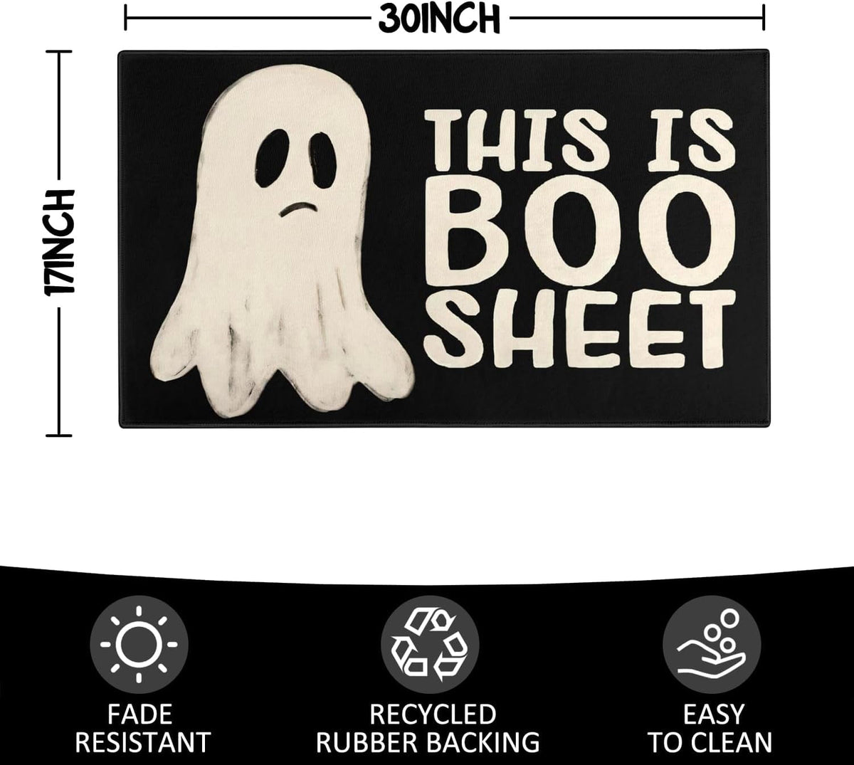 Halloween Door Mat,Goth Occult Spooky Creepy Witch Skull Bats Outdoor Mats for Front Door,Halloween Indoor Entrance Non-Slip Doormat Entryway Welcome Rubber Mats for Porch Decor 30" x 17"